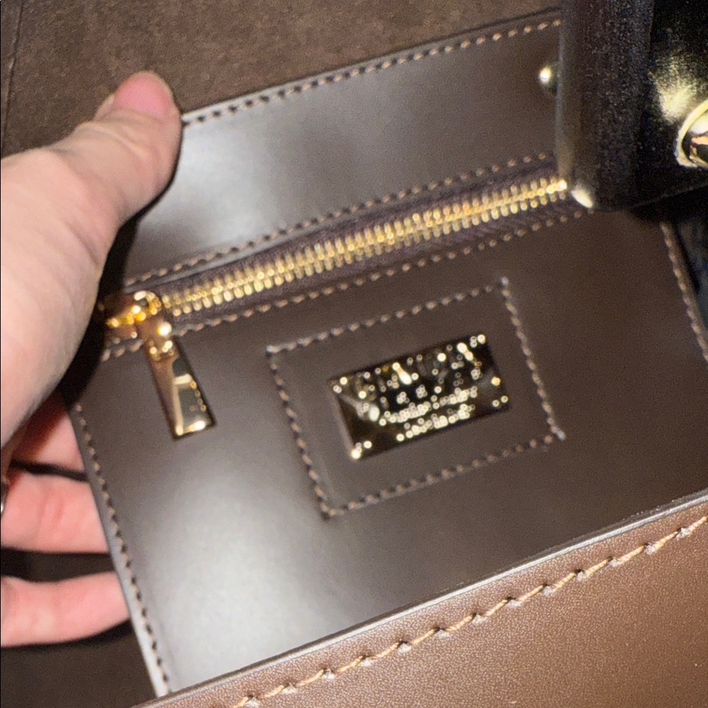 Dark Brown Suede & Leather Satchel Bag - Picture 8 of 11